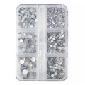 Набор страз в кейсе №9, 6 ячеек, Mixed Sizes White Opal LZ09