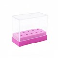Подставка для фрез на 10 шт. розовая прямоугольная 31203-PFR - фото 545942