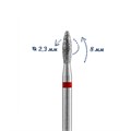 Алмазная фреза Кристалл мягкая (красная) насечка, Ø0,23 см, L80, пламя К56.263.080.23м(12) - фото 564721