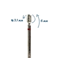 Фреза алмазная 37 F мелкая (красная) насечка, Ø0,31 см, цилиндр закругленный km/037м