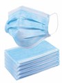 Маска медицинская трехслойная одноразовая нестерильная, 175*90 мм, 50 шт., голубая NO/маски-г