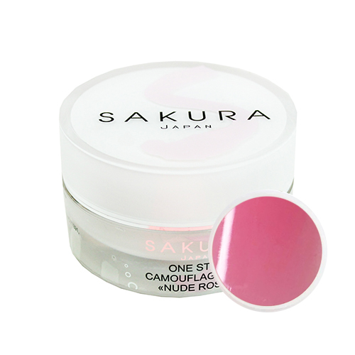 UV/LED Universal gel - Camouflage "Nude Rose"- камуфлирующий однофазный  гель "Sakura" 15 гр.
